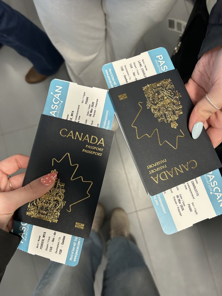 Canadian passport and travel papers in a journey setting